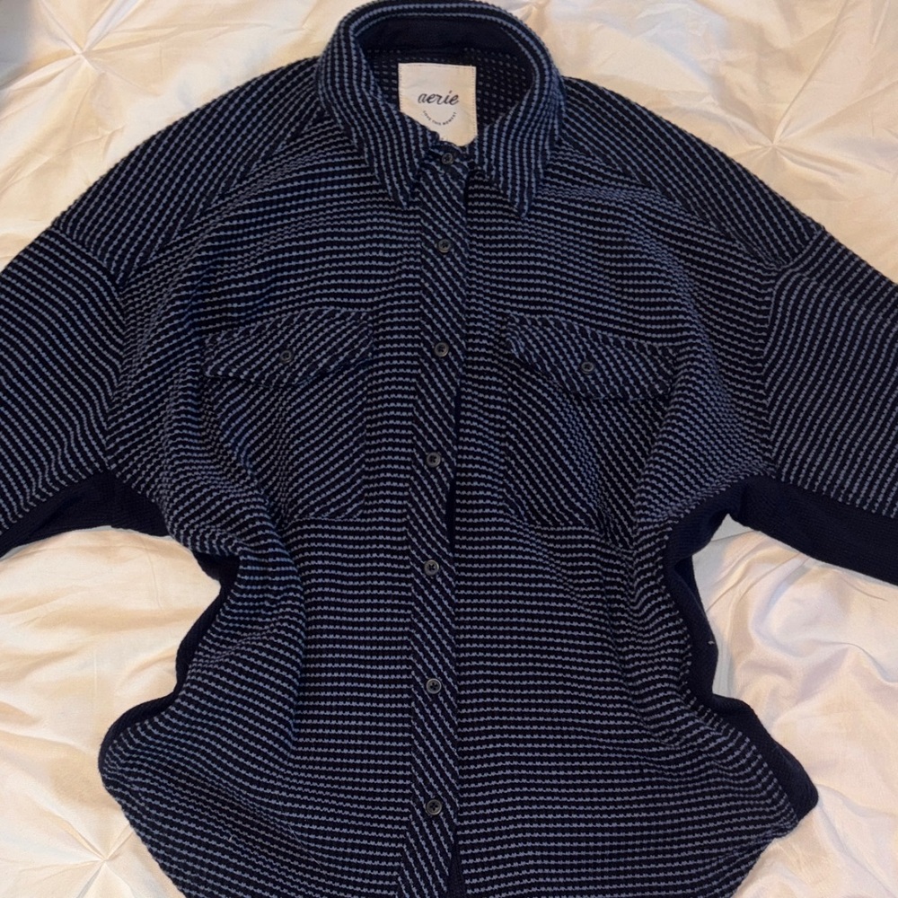 Aerie Dark Blue Striped Shirt
